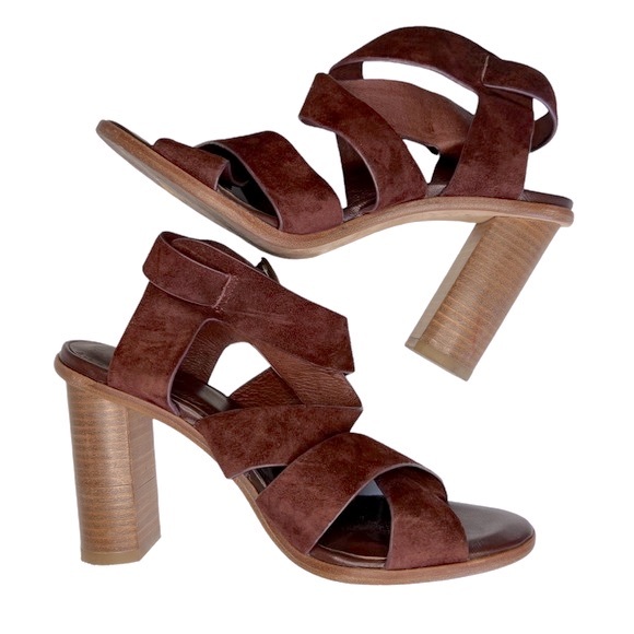Joie Shoes - JOIE Avery Burgundy Suede Crisscross Straps 4" Heels Sandals * SZ 36 | 6
